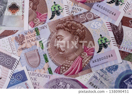 Polish zloty paper money, banknotes for exchange and financial transactions. The Polish zloty Polish zloty paper money, banknotes for exchange and financial transactions. The Polish zloty 138090451