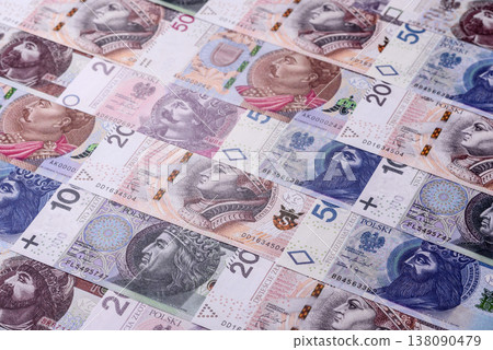 Polish zloty paper money, banknotes for exchange and financial transactions. The Polish zloty Polish zloty paper money, banknotes for exchange and financial transactions. The Polish zloty 138090479
