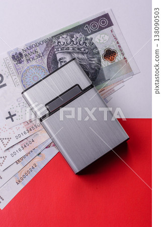 Metal cigarette box, harmful habits, nicotine use and the risk of cancer. Cigarette box 138090503