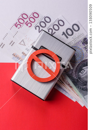 A metal cigarette box with a no smoking sign depicts a harmful habit. A cigarette box A metal cigarette box with a no smoking sign depicts a harmful habit. A cigarette box 138090509