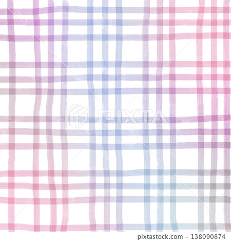 Pink Purple Gradient Plaid Gingham Madras Check Hand Drawn Background Pattern Overlay 138090874