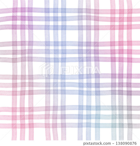 Pink Purple Gradient Plaid Gingham Madras Check Hand Drawn Background Pattern Overlay 138090876