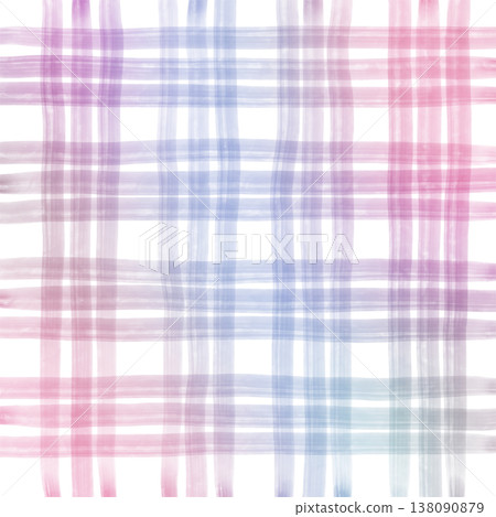 Pink Purple Gradient Plaid Gingham Madras Check Hand Drawn Background Pattern Overlay 138090879