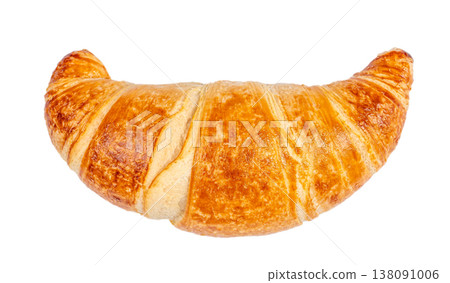 Croissant isolated on white background, baked pastry close-up for bakery menu or packaging 138091006
