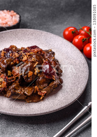 Chicken, duck, or goose liver with plums, onions, and spices. Chicken liver Chicken, duck, or goose liver with plums, onions, and spices. Chicken liver 138091085