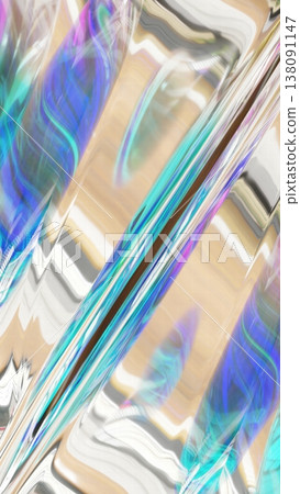 Abstract Glass Waves in Blue and Green. 3D Render Abstract Glass Waves in Blue and Green. 3D Render 138091147