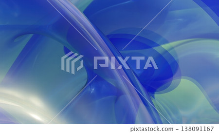 Abstract Glass Waves in Blue and Green. 3D Render Abstract Glass Waves in Blue and Green. 3D Render 138091167