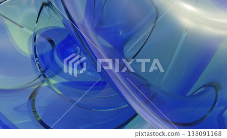 Abstract Glass Waves in Blue and Green. 3D Render Abstract Glass Waves in Blue and Green. 3D Render 138091168