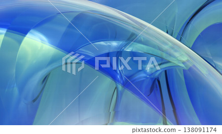 Abstract Glass Waves in Blue and Green. 3D Render Abstract Glass Waves in Blue and Green. 3D Render 138091174