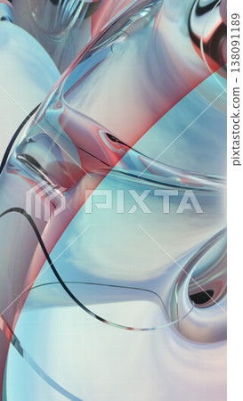 Abstract Glass Waves in Blue and Green. 3D Render Abstract Glass Waves in Blue and Green. 3D Render 138091189