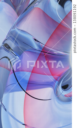 Abstract Glass Waves in Blue and Green. 3D Render Abstract Glass Waves in Blue and Green. 3D Render 138091192