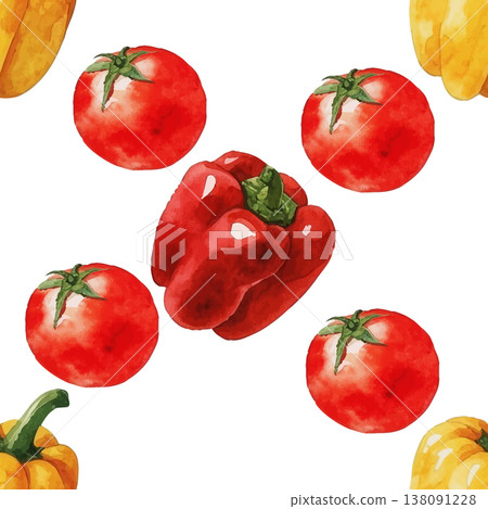 Seamless Watercolor Mixed Vegetables Pattern. 138091228