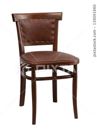 Elegant wooden chair with stylish details perfect for cozy dining spaces or cafes 138091660