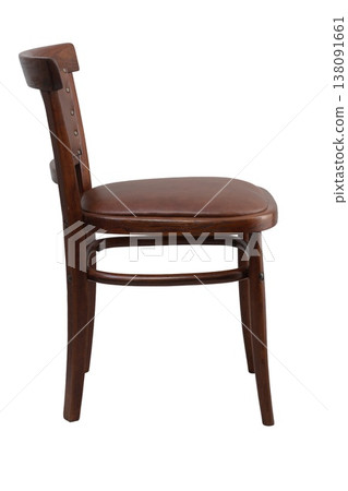 Elegant wooden chair showcases craftsmanship at a cozy cafe during a sunny afternoon Elegant wooden chair showcases craftsmanship at a cozy cafe during a sunny afternoon 138091661