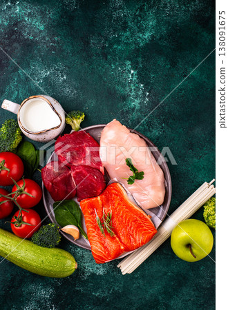 Clean eating balanced protein healthy food. 138091675