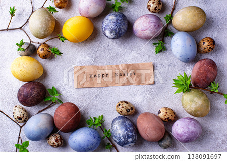 Easter eggs paint with natural dye 138091697