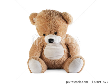 Big sad teddy bear on white background Big sad teddy bear on white background 138091877