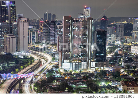 Night cityscape of Kuala Lumpur with vibrant skyline Night cityscape of Kuala Lumpur with vibrant skyline 138091903