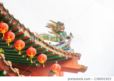 largest Buddhist temple Thean Hou Kuala Lumpur. facade decorated Chinese denlong 138091925