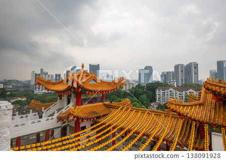 largest Buddhist temple Thean Hou Kuala Lumpur. facade decorated Chinese denlong 138091928