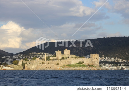 Bodrum Castle view from beach. Bodrum is populer tourist destination in Turkey. 138092144