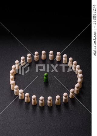 Wooden figurines as a concept for human resources, recruiting team members. Wooden figurines Wooden figurines as a concept for human resources, recruiting team members. Wooden figurines 138092274