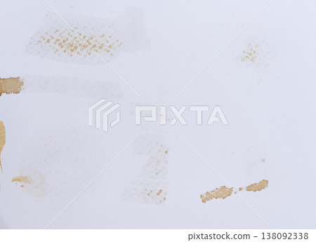 White sheet of cardboard is covered with drops of coffee, brown blots and streaks White sheet of cardboard is covered with drops of coffee, brown blots and streaks 138092338