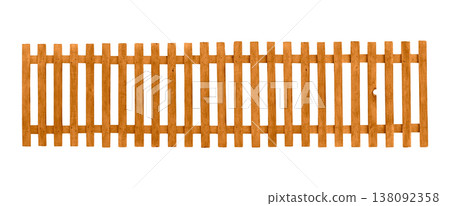 Wooden picket fence isolated on clean background realistic texture 138092358