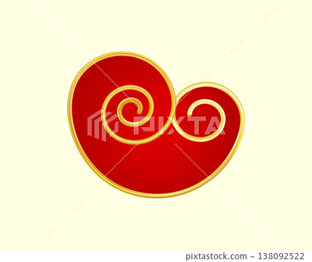 Red Gold traditional Chinese cloud. Luxury gradient element 138092522