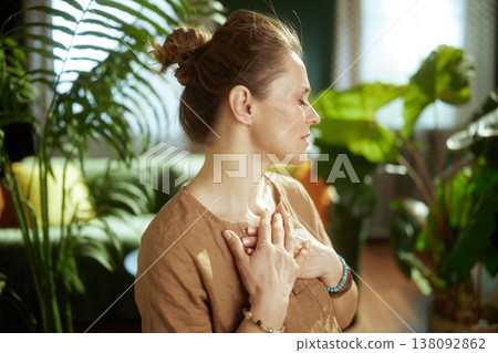 Profile of a Woman in Deep Meditative Reflection 138092862
