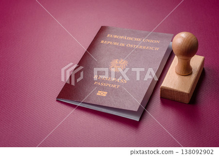 Austria passport, visa for international travel and vacation. Austrian passport Austria passport, visa for international travel and vacation. Austrian passport 138092902