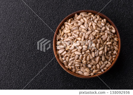 Shelled sunflower seed kernels, salted, roasted, or raw, are a healthy ingredient. Sunflower seeds Shelled sunflower seed kernels, salted, roasted, or raw, are a healthy ingredient. Sunflower seeds 138092936