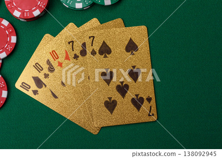 Casino, cards and chips on a colored background, poker and blackjack. Cards and chips 138092945