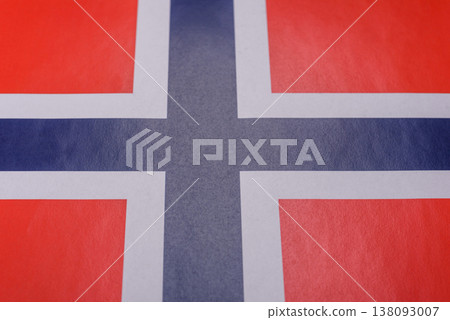 Norwegian national flag in red, blue and white color as a symbol of independence. Flag of Norway Norwegian national flag in red, blue and white color as a symbol of independence. Flag of Norway 138093007
