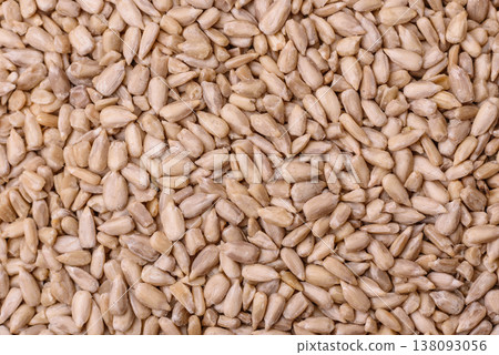 Shelled sunflower seed kernels, salted, roasted, or raw, are a healthy ingredient. Sunflower seeds Shelled sunflower seed kernels, salted, roasted, or raw, are a healthy ingredient. Sunflower seeds 138093056
