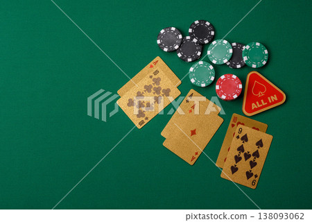 Casino, cards and chips on a colored background, poker and blackjack. Cards and chips Casino, cards and chips on a colored background, poker and blackjack. Cards and chips 138093062