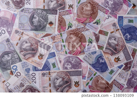 Polish zloty paper money, banknotes for exchange and financial transactions. The Polish zloty 138093109