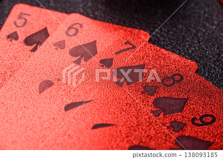 Playing cards and chips on a table, a gambling game of poker. Cards and chips 138093185