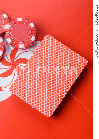 Playing cards and chips on a table, a gambling game of blackjack or baccarat. Cards and chips Playing cards and chips on a table, a gambling game of blackjack or baccarat. Cards and chips 138093215