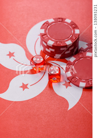 Dices and chips on a table, a gambling game of poker. Dices and chips Dices and chips on a table, a gambling game of poker. Dices and chips 138093231