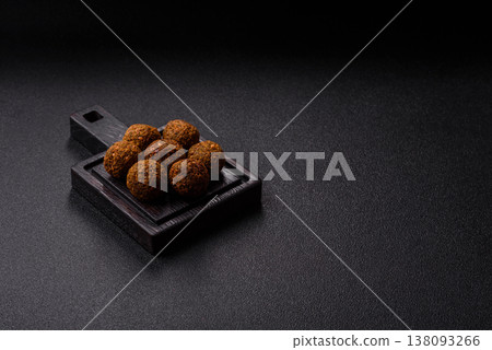 Falafel, a hearty Arabic dish made from boiled chickpeas for vegetarians. Chickpea falafel 138093266