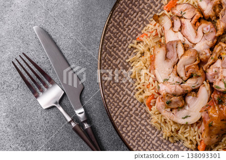 Kabsa or mandi, an Arabic dish with rice and chicken, salt, and spices. Kabsa or mandi Kabsa or mandi, an Arabic dish with rice and chicken, salt, and spices. Kabsa or mandi 138093301