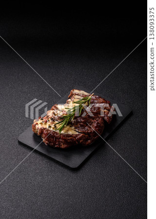 Steak, beef or pork meat grilled or barbecued with salt and spices. Beef steak 138093375