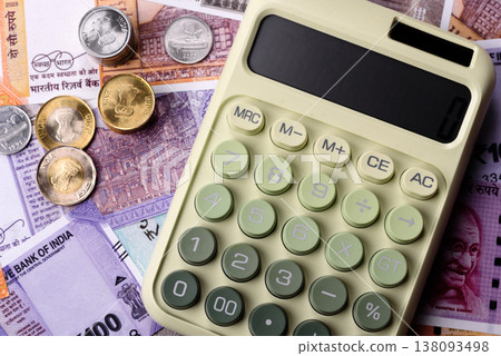 Indian paper currency, rupees, for financial transactions and exchange. Indian rupee currency Indian paper currency, rupees, for financial transactions and exchange. Indian rupee currency 138093498