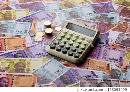 Indian paper currency, rupees, for financial transactions and exchange. Indian rupee currency Indian paper currency, rupees, for financial transactions and exchange. Indian rupee currency 138093499