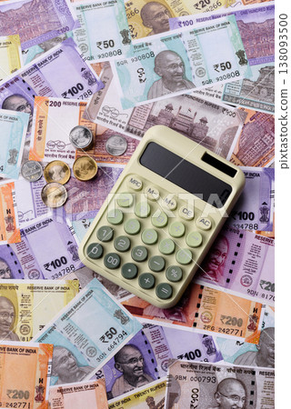 Indian paper currency, rupees, for financial transactions and exchange. Indian rupee currency Indian paper currency, rupees, for financial transactions and exchange. Indian rupee currency 138093500