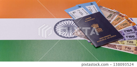 Indian passport, a document for travel, leisure, and work. Passport of India Indian passport, a document for travel, leisure, and work. Passport of India 138093524