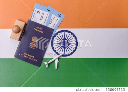 Indian passport, a document for travel, leisure, and work. Passport of India Indian passport, a document for travel, leisure, and work. Passport of India 138093533