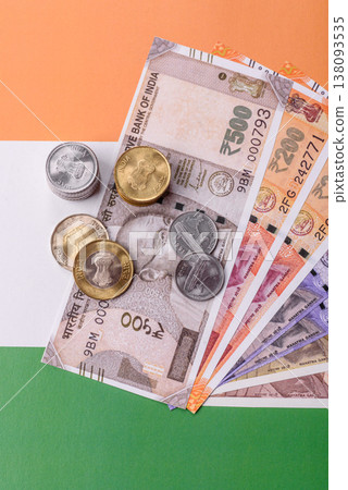 Indian paper currency, rupees, for financial transactions and exchange. Indian rupee Indian paper currency, rupees, for financial transactions and exchange. Indian rupee 138093535