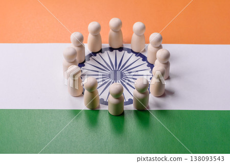 Wooden figurines as a concept for human resources, recruiting team members. Wooden figurines 138093543